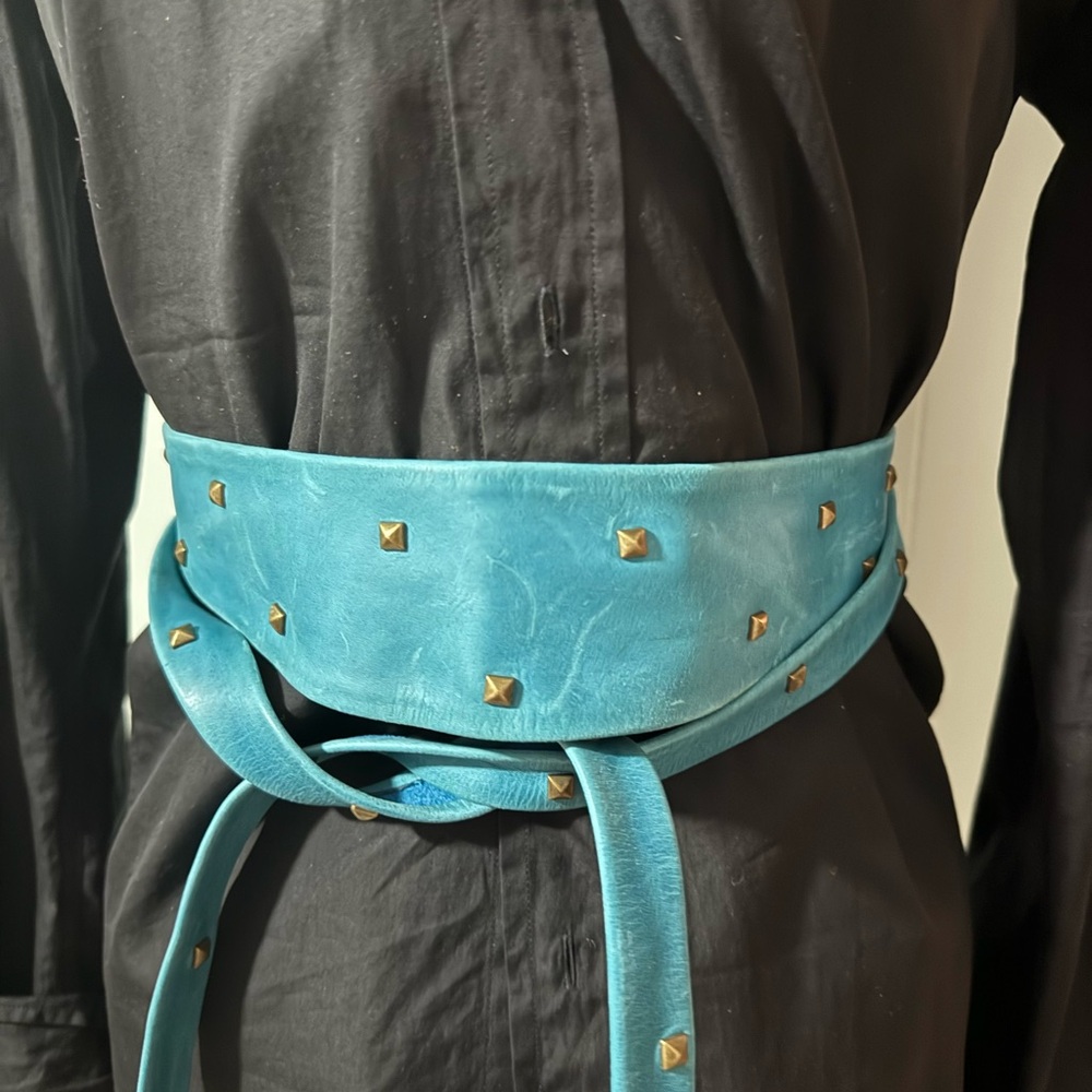 Studded Blue Waist Belt